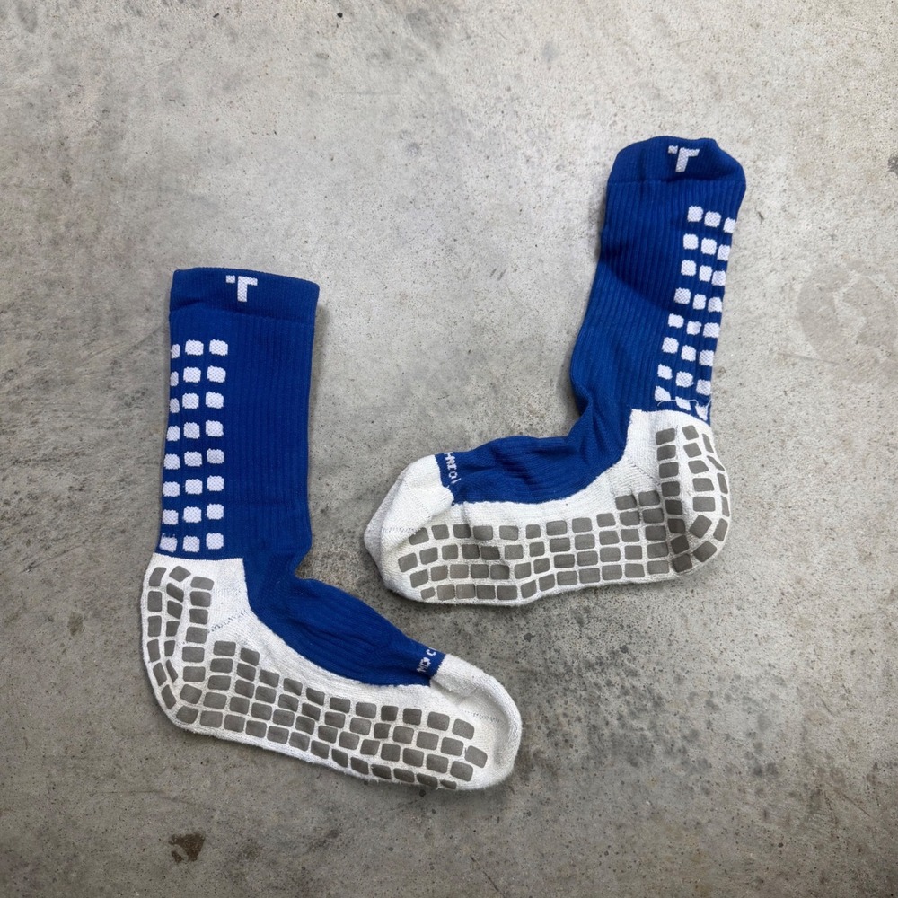 TRUsox 3.0 Mid Cushion Crew Grip Socks Royal Blue White Athletic Soccer Medium